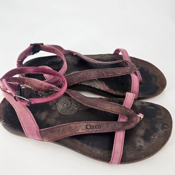 Chaco Women's Pink Sandals 8 Ankle Strap Leather - Picture 2 of 4